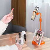 Masa Üstü Tablet ve Telefon Tutucu Plastik Aparat Turuncu Telefon Standı - 2