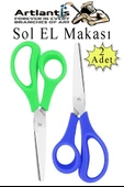 Sol El Makası 2 Adet Solak Okul Makası Plastik Saplı Solel İçin Makas Okul Öğrenci Makası Küt Uçlu Paslanmaz Çelik - 1