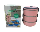 AÇIK PEMBE 3LÜ SEFER TASI SAKLAMA KABI 1.8LT (4172) - 1
