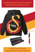 Galatasaray Orijinal Lisanslı Büyük Logo Çocuk Sweat + Uçlu Kalem Set - 1