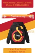 Galatasaray Orijinal Lisanslı Büyük Logo Çocuk Sweat + Şal Kaşkol Set - 1