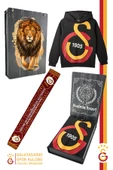 Galatasaray Orijinal Lisanslı Kapüşonlu Çocuk Sweat +  Atkı Set Hediyelik Ahşap Kutulu - 1