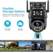 Ozmik CMR64  Kablosuz güvenlik IP kamera 4K 8MP HD çift Lens harici Wifi PTZ kamera - 2