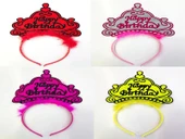 Happy Birthday Yazılı Neon Renk Taç 12 Adet - 2