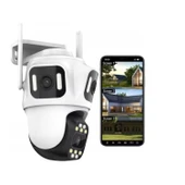 Ozmik CMR60 WiFi IP Kamera 6K 12MP Dış Mekan Üç Lensli Üç Ekran, PTZ Güvenlik Kamerası - 2