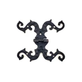 Antika Tarz Dekoratif Pirinç Süslü Menteşe - 100x90 mm, Oksit - 1