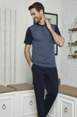 KLY 7613 Erkek Midi Yaka 3'lü Pijama Takımı - 1