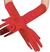 Nessiworld Kırmızı Renk Dirseğe Kadar Uzun Kumaş Eldiven 40 cm - 1