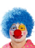 Nessiworld   Mavi Renk Kıvırcık Afro Bonus Peruk Takma Saç ve Kırmızı Burun Seti - 1