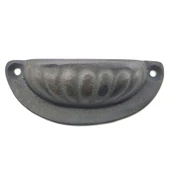 Antika Tarz Dekoratif Pirinç İstiridye Tas Kapı Kulbu - 37x87 mm, Oksit - 1