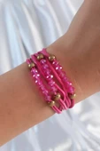 Pembe Renk Zirkon Taşlı İpli Çoklu Bileklik - TJ-BB6342 thumbnail 1