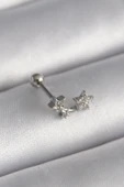 316L Çelik Gümüş Renk Zirkon Taşlı Yıldız Tragus Piercing - TJ-PR1245 - 1