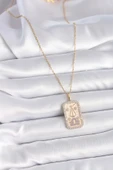 316L Çelik Gold Renk Zincir Terazi Burcu Zirkon Taşlı Kadın Kolye - TJ-BKO9469 - 2