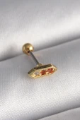 316L Çelik Gold Renk Turuncu Zirkon Taşlı Tragus Piercing - TJ-PR1284 - 1