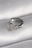 316L Çelik Gümüş Renk Zirkon Taşlı Kurdele Model Tragus Piercing - TJ-PR1335 - 1