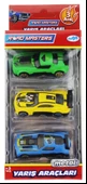 Die Cast Metal 3'lü Yarış Arabaları Yeşil Araçlı - 5