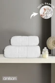 2'li Beyaz Hotel Havlu Seti %100 Pamuk - 1 Adet El Havlusu 50x90 ve 1 Adet Banyo Havlusu 70x140 - 1