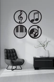 Müzik Nota Ahşap MDF Dekoratif Tablo - Müzik Temalı Duvar Dekoru (40x40 cm) - 2