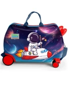 Coral High Kids Kırmızı Lacivert Astronot Desenli Otur Çek Çocuk Valizi 16364 - 2