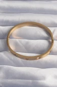 MuI MuI 316L Çelik Baby Boy Gold Renk Zirkon Taşlı Model Kelepçe Bilezik - 2