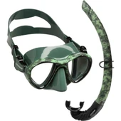 Cressi Metis-Corsica Yetişkin Maske Şnorkel Seti Yeşil Kamuflaj - 3