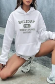 Holiday Baskılı Unisex Oversize Sweatshirt - 5