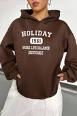 Holiday Baskılı Unisex Oversize Sweatshirt - 11