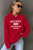 Holiday Baskılı Unisex Oversize Sweatshirt - 7