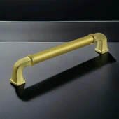 Alfa Metal Mat Gold Altın Kulp 128 mm Mobilya Çekmece Mutfak Dolabı Dolap Kapak Kulpları Kulb Kulpu thumbnail 2