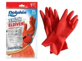 Dolphin Lateks Bulaşık Temizlik Eldiveni - Kırmızı - XL - No : 10 - 3 Çift - Paket thumbnail 2