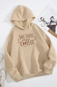 Unisex Oversize But First Coffee Baskılı Sweatshirt thumbnail 3