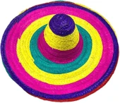 samur parti parti aksesuar & kostüm Sombrero Meksika Şapkası Renkli Örme Hasır Yetişkin Boy - 5