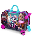 Coral High Kids Pembe Motorlu Kedi Desenli Otur Çek Çocuk Valizi 16358 - 1