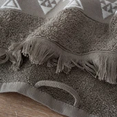 Hereke 2'li El Yüz Havlusu Seti %100 Pamuk Jakarlı Bej 50x80 Cm thumbnail 4