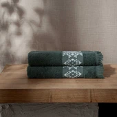 Hereke 2'li El Yüz Havlusu Seti %100 Pamuk Jakarlı Yeşil 50x80 Cm - 2