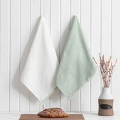 Green Black Vera 2'li Mutfak Havlusu %100 Pamuk Bukle-Bukle Krem-Mint 50X70 Cm - 5