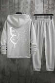 Unisex Drawing Butterflies Sırt Baskılı Eşofman Takımı - 5
