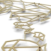 Dekoratif Sarı Renkli Metal Dünya Haritası Ev Ofis Duvar Tablosu Büyük Boy m7 - 5