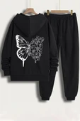 Unisex Drawing Butterflies Sırt Baskılı Eşofman Takımı - 1