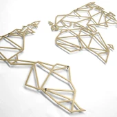 Dekoratif Sarı Renkli Metal Dünya Haritası Ev Ofis Duvar Tablosu Büyük Boy m7 - 6