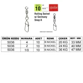 Captain 5036 Germany-A Klips 10'lu Paket Black Nikel NO 1/0 - 2