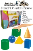 Geometrik Cisimler ve Şekiller Büyük Boy 1 Paket Matematik Ders Materyali 10 cm 6 Parça Prizma Küp Silindir Küp Koni - 1