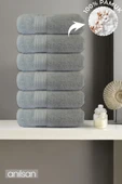 6'lı Boncuk Gri El Havlusu - 50x90 Cm, 225 Gr, %100 Pamuk, Spa Ve Otel Havlusu, Günlük Kullanıma Uygun thumbnail 1