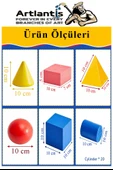 Geometrik Cisimler ve Şekiller Büyük Boy 1 Paket Matematik Ders Materyali 10 cm 6 Parça Prizma Küp Silindir Küp Koni - 2