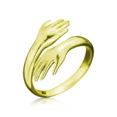 925 Ayar Gümüş Gold Sarılan Eller Yüzük - 1