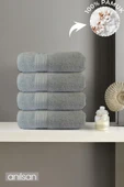 4'lü Boncuk Gri El Havlusu - 50x90 Cm, 225 Gr, %100 Pamuk, Spa Ve Otel Havlusu, Günlük Kullanıma Uygun - 1