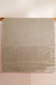 2 li Jakarlı Kadife Yaprak Desenli Lüks El Yüz Havlu Seti 50x90 Cm %100 Pamuklu - 9