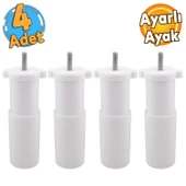 (4 ADET) Ayarlanabilir 9.5 cm Beyaz Mobilya Kanepe Baza Koltuk Vidalı Orta Destek Ayağı Ayakları - 1