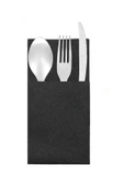Garson Katlama Cepli Siyah Kumaş Doku Airlaid Peçete 33x40 cm 12Adet - 2