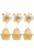 5'li Işıltılı Folyo Cupcake Süsleri - 1